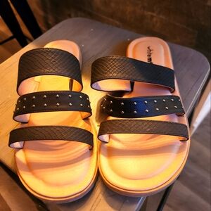White Mountain Black Studded Sandals